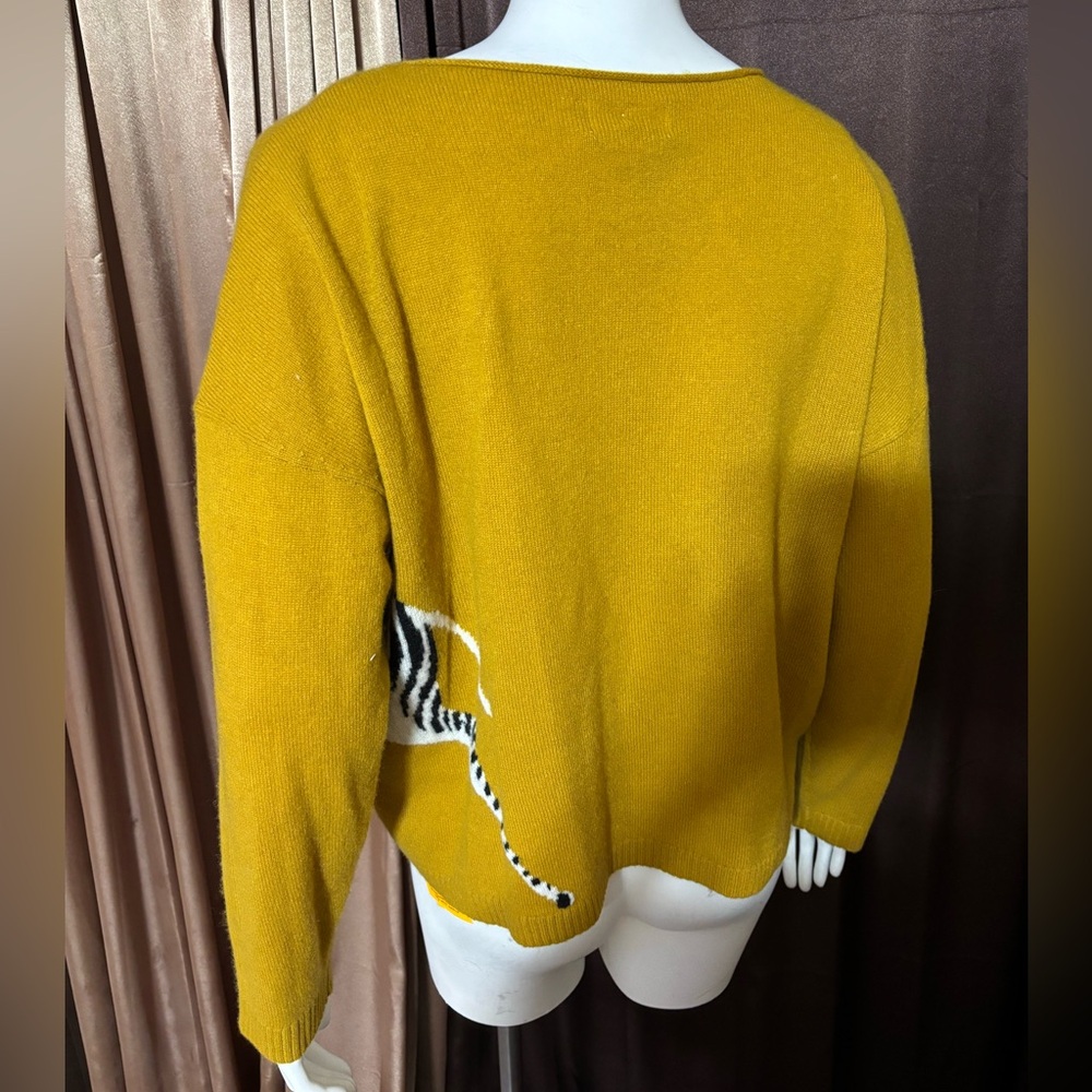 Anthropologie Maeve cashmere Mustard Zebra Sweater - Picture 4 of 11